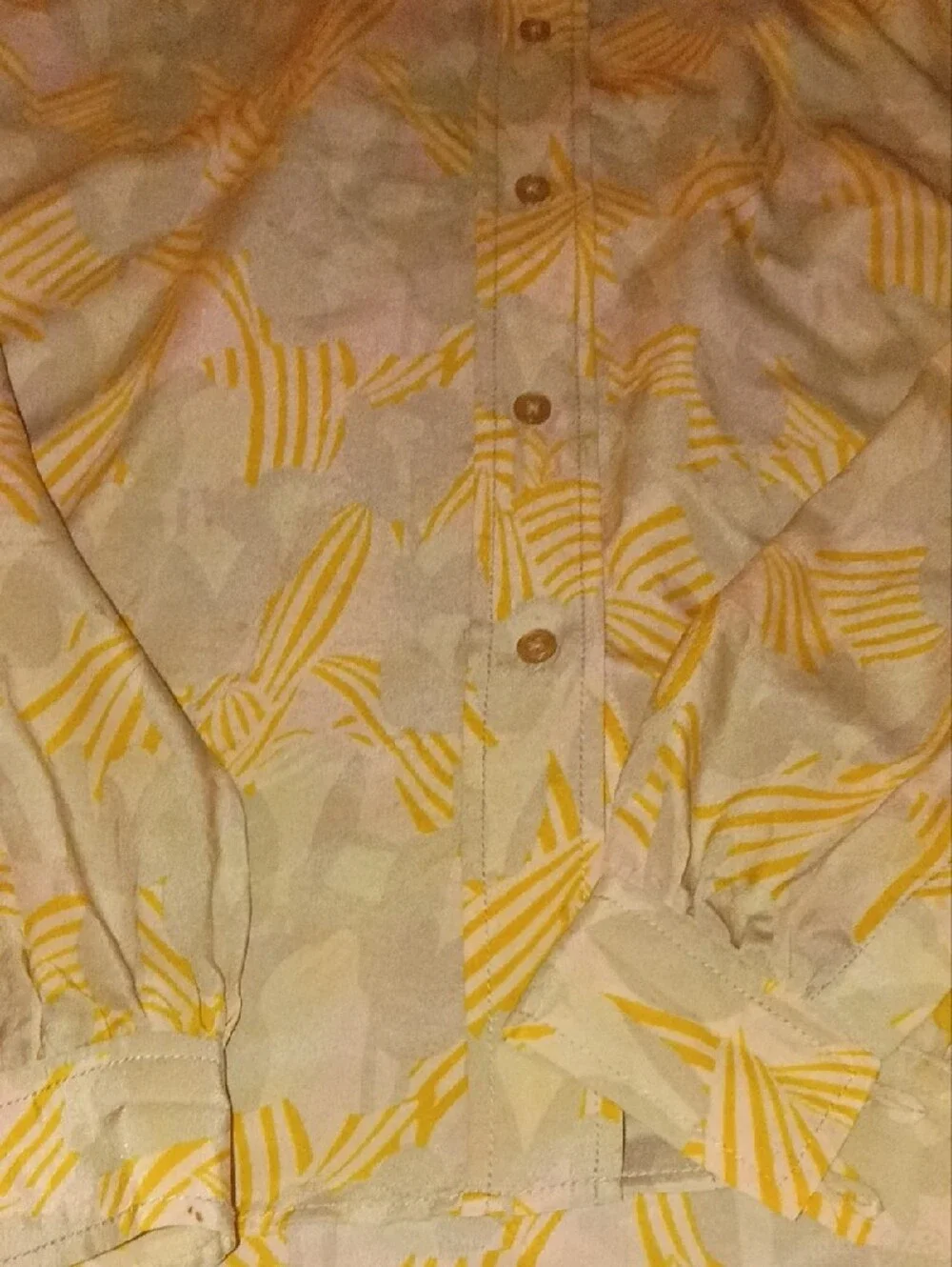 Tory Burch Yellow and Cream Patterned Button-Down Shirt